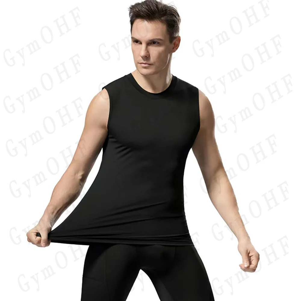 Compression Sleeveless Shirt Men Gym Fitness Basketball Sport Vest Manga Tight Tank Mesh Quick Drying Top Breathable Summer Male