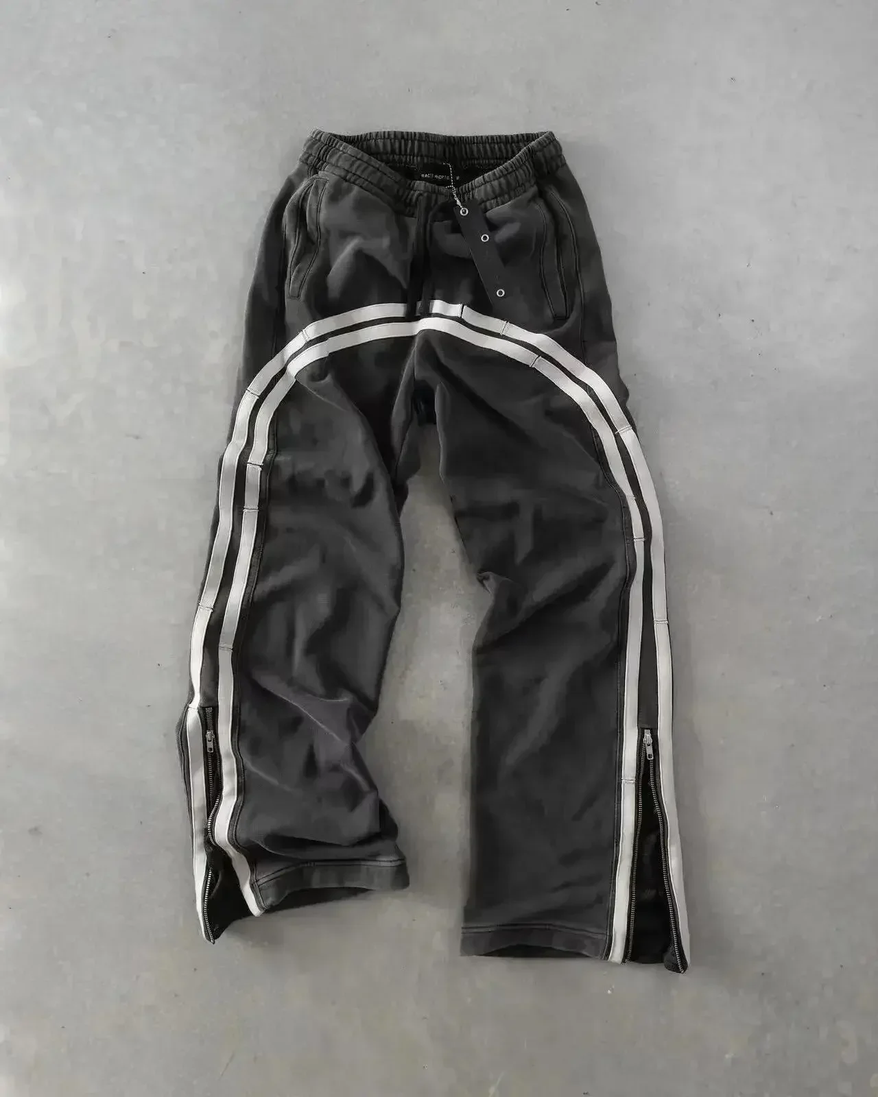 Summer Hot Sale Vintage Striped Spliced Straight Pants Unisex Elastic Sporty Letter Print Hip Hop Loose Streetwear Long Trousers