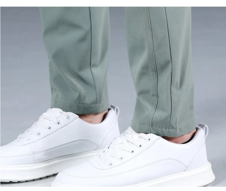 2024 Summer New Thin Ice Silk Stretch Men's Pants Casual Elastic Waist Smooth Trouser Pants Male Brand Clothing 5 Colour