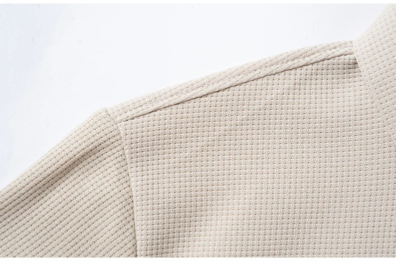 Men's Casual Waffle Round Neck T-shirt Breathable, Comfortable and Fashionable Long Sleeved T-shirt