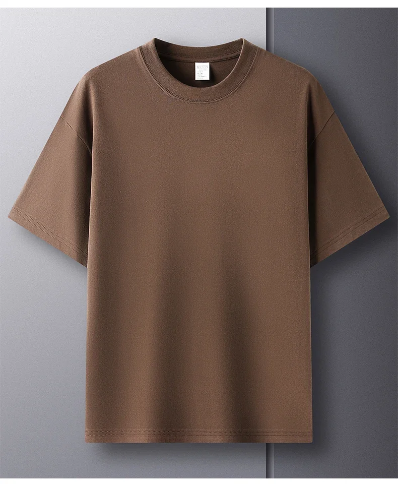 100% Pure Cotton Summer High-end Brand Men's Short Sleeve Round Neck Fashionable Style Half Sleeved Top Breathable T-shirt