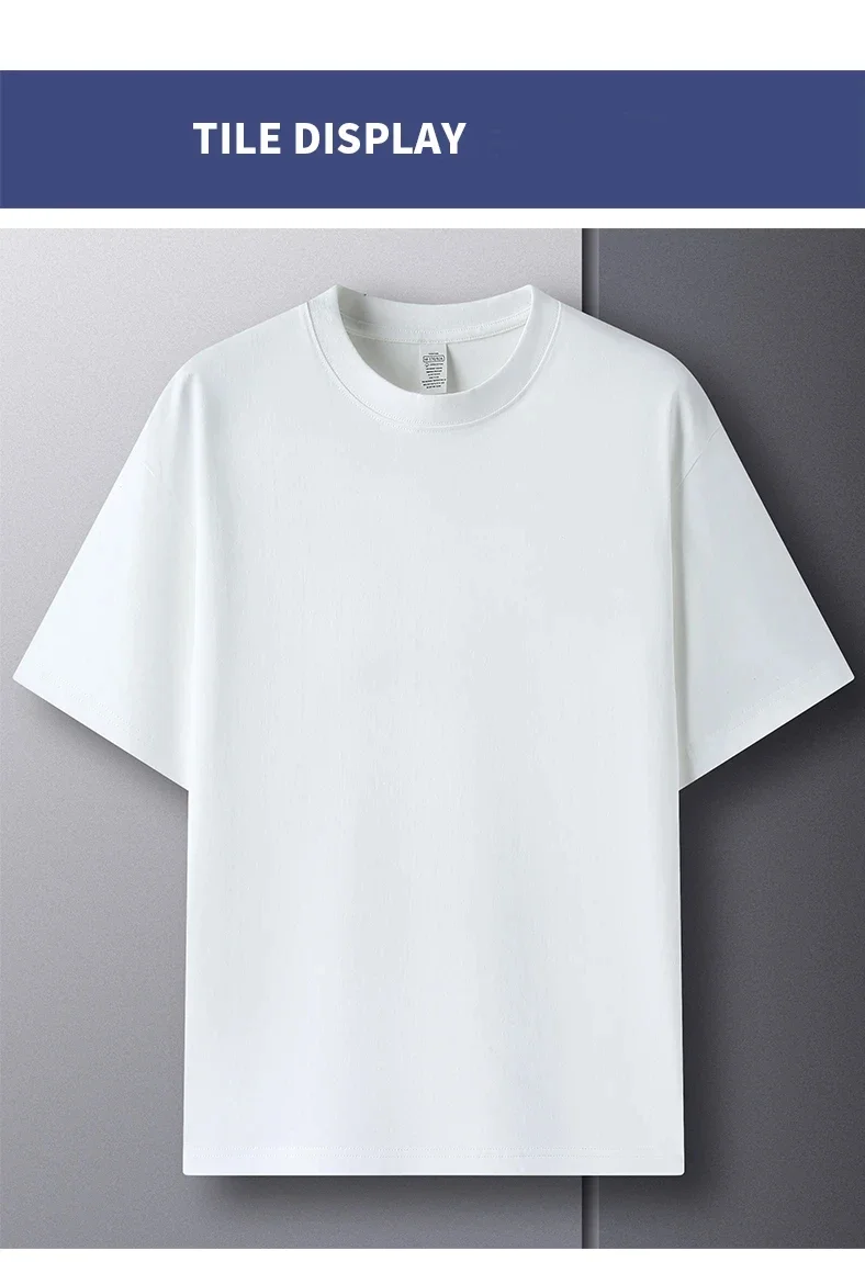 100% Pure Cotton Summer High-end Brand Men's Short Sleeve Round Neck Fashionable Style Half Sleeved Top Breathable T-shirt