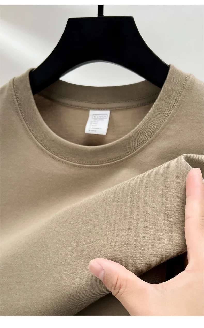 100% Pure Cotton Summer High-end Brand Men's Short Sleeve Round Neck Fashionable Style Half Sleeved Top Breathable T-shirt
