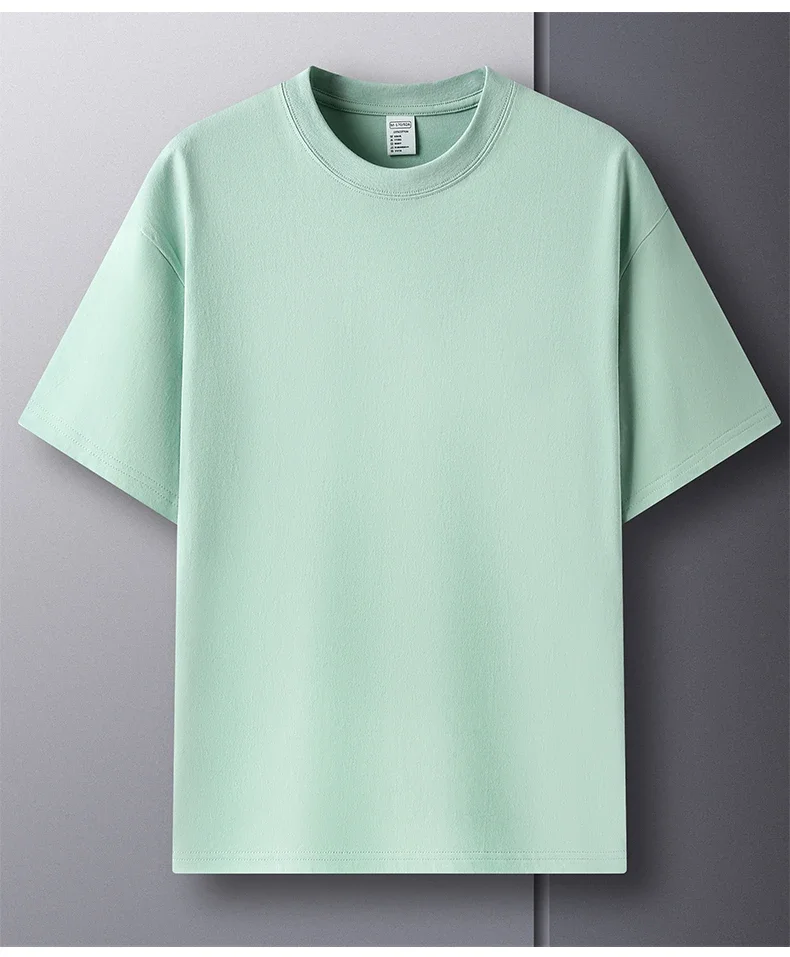 100% Pure Cotton Summer High-end Brand Men's Short Sleeve Round Neck Fashionable Style Half Sleeved Top Breathable T-shirt