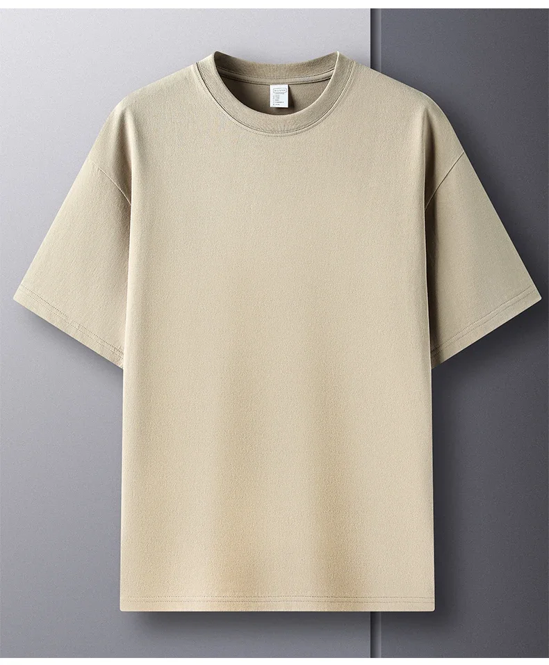 100% Pure Cotton Summer High-end Brand Men's Short Sleeve Round Neck Fashionable Style Half Sleeved Top Breathable T-shirt