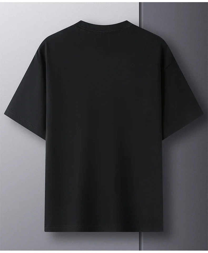 100% Pure Cotton Summer High-end Brand Men's Short Sleeve Round Neck Fashionable Style Half Sleeved Top Breathable T-shirt