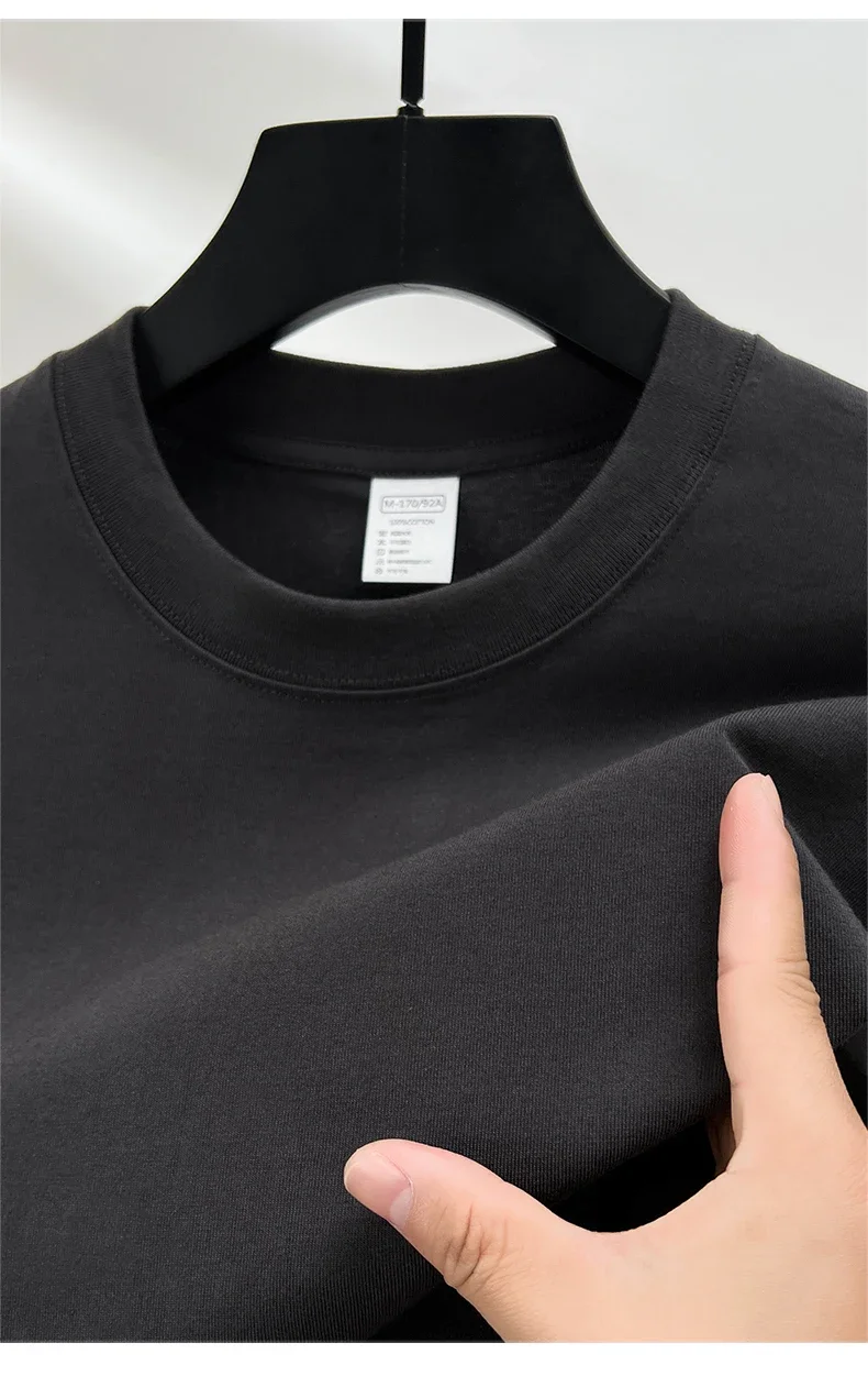 100% Pure Cotton Summer High-end Brand Men's Short Sleeve Round Neck Fashionable Style Half Sleeved Top Breathable T-shirt