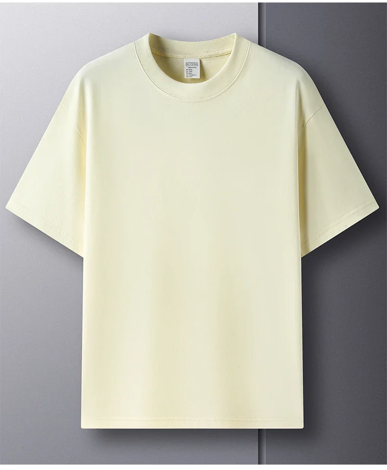 100% Pure Cotton Summer High-end Brand Men's Short Sleeve Round Neck Fashionable Style Half Sleeved Top Breathable T-shirt