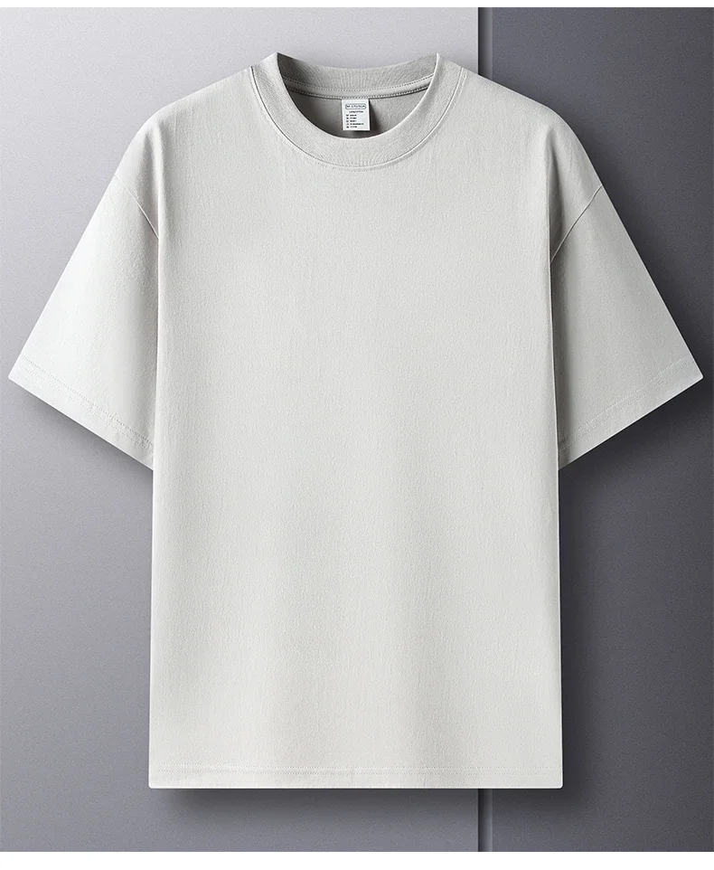 100% Pure Cotton Summer High-end Brand Men's Short Sleeve Round Neck Fashionable Style Half Sleeved Top Breathable T-shirt