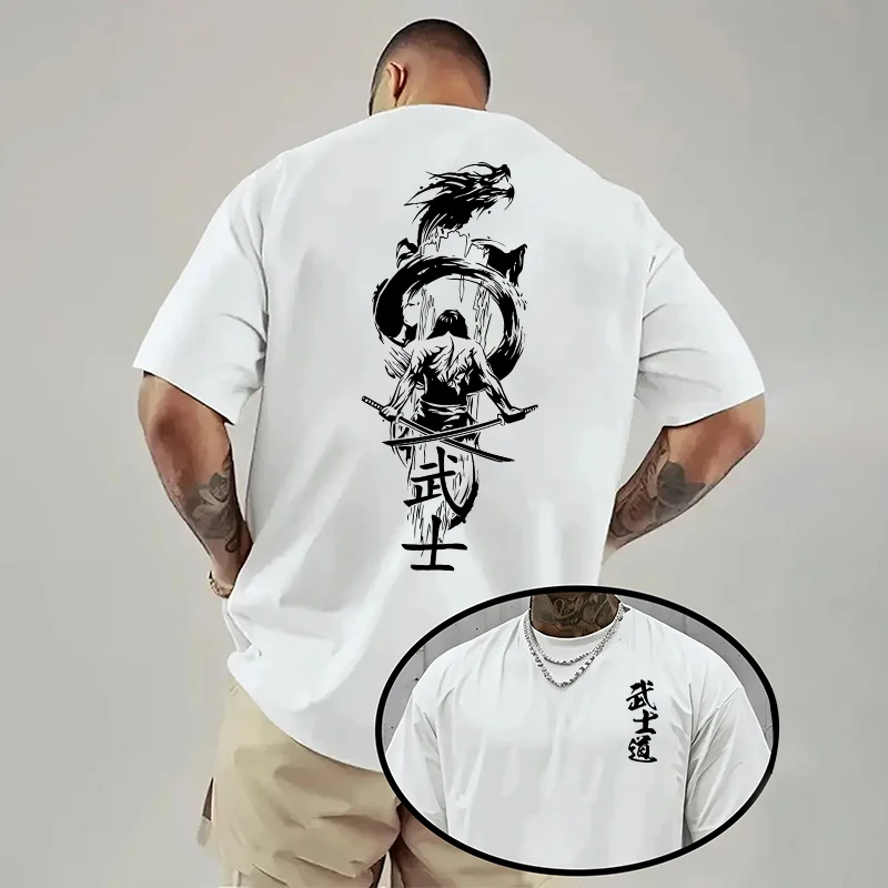Japan Bushido Print T-shirt for Man 2026 Spring Summer Daily Casual Fashion Short Sleeve Top Male Home Outdoor Comfort Cool Tees