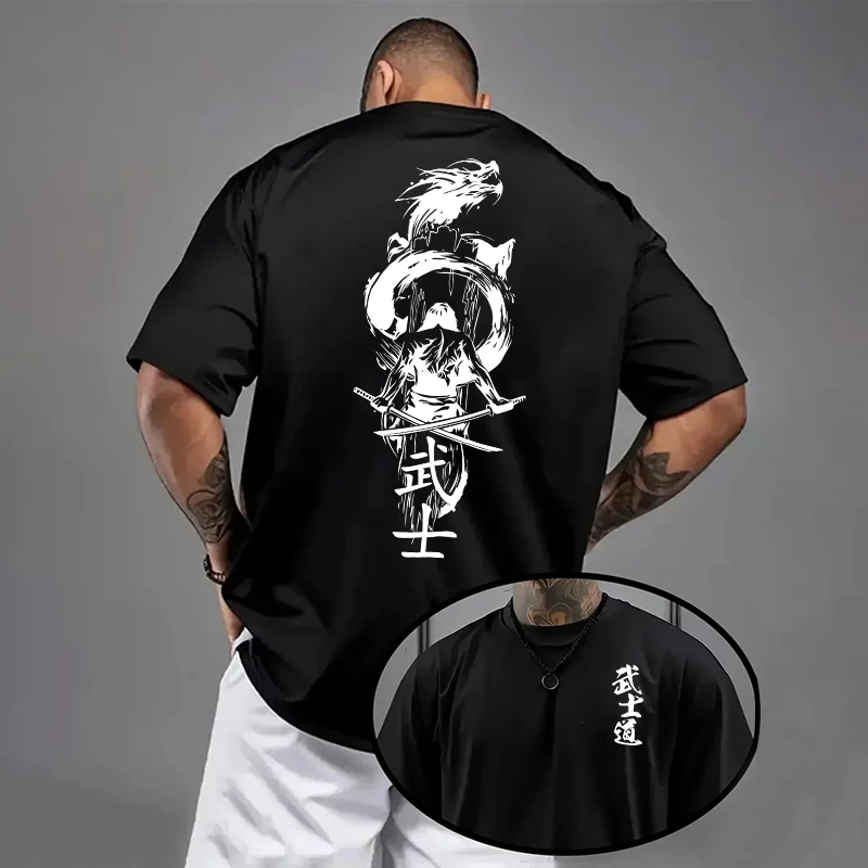 Japan Bushido Print T-shirt for Man 2026 Spring Summer Daily Casual Fashion Short Sleeve Top Male Home Outdoor Comfort Cool Tees