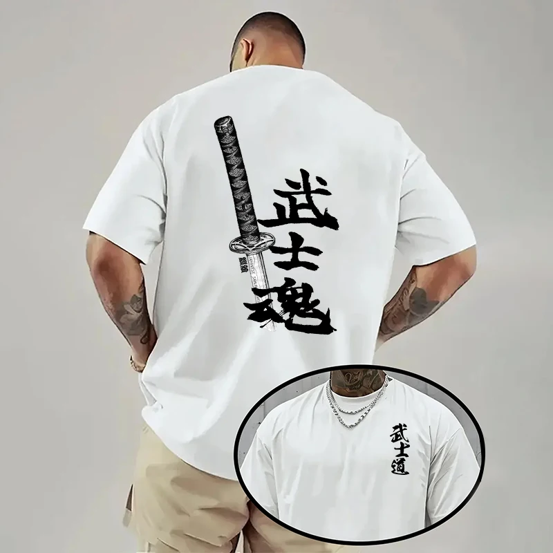 Japan Bushido Print T-shirt for Man 2026 Spring Summer Daily Casual Fashion Short Sleeve Top Male Home Outdoor Comfort Cool Tees