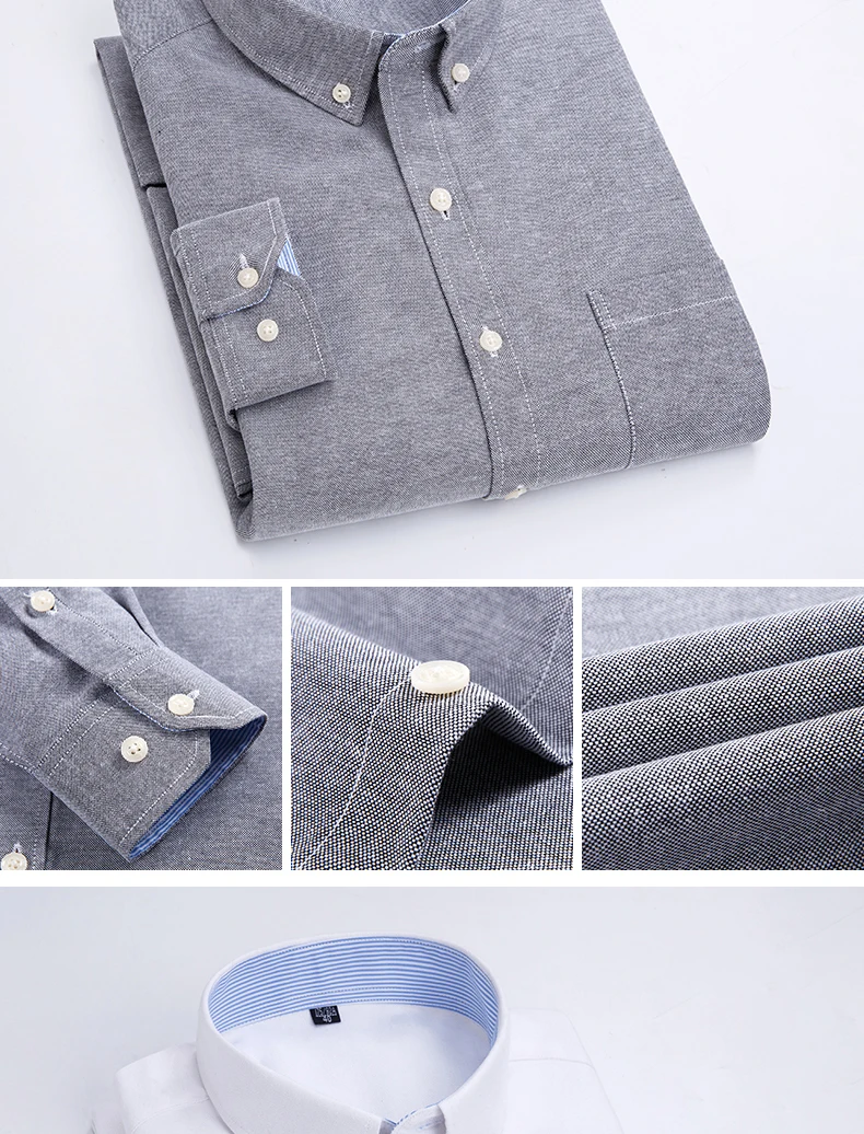 Men's Long Sleeve Shirt Oxford Woven Casual Non-Ironing Spring Summer Autumn Slim Top Comfortable Trend Fashion With White Shirt