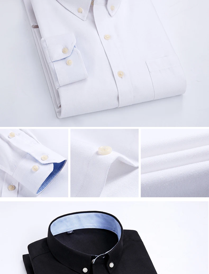 Men's Long Sleeve Shirt Oxford Woven Casual Non-Ironing Spring Summer Autumn Slim Top Comfortable Trend Fashion With White Shirt