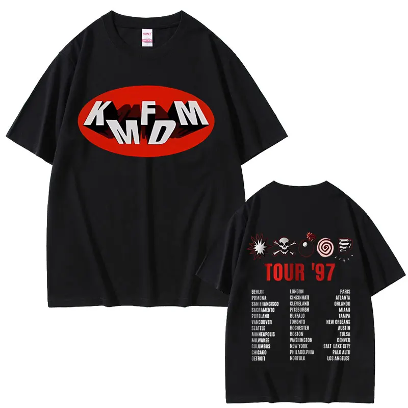 Rock Band Kmfdm Tour 97 Graphic Print T-shirt Summer Men Women Vintage Gothic Punk Streetwear Male Casual Pure Cotton T Shirts