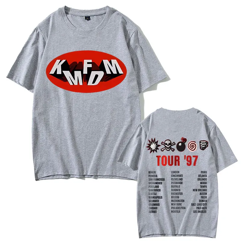 Rock Band Kmfdm Tour 97 Graphic Print T-shirt Summer Men Women Vintage Gothic Punk Streetwear Male Casual Pure Cotton T Shirts