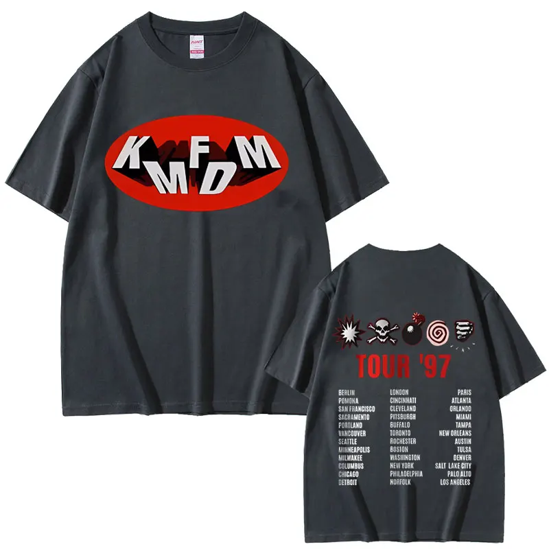 Rock Band Kmfdm Tour 97 Graphic Print T-shirt Summer Men Women Vintage Gothic Punk Streetwear Male Casual Pure Cotton T Shirts