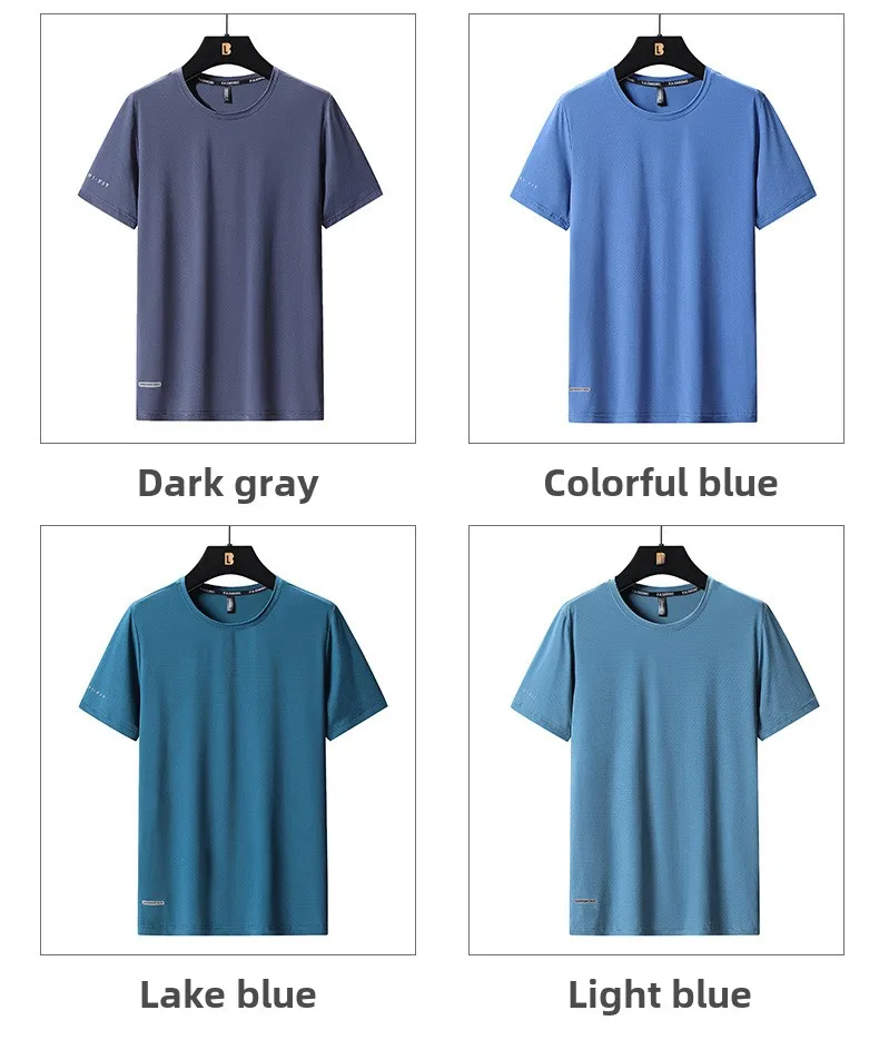 High-Quality Ice Silk T-Shirts Men Plus Size 8XL Male Tshirt Fat Man Tee Shirt Breathable Wearing Tee Tops Running Fast Shipping