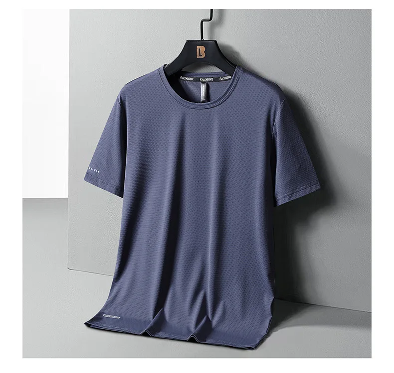 High-Quality Ice Silk T-Shirts Men Plus Size 8XL Male Tshirt Fat Man Tee Shirt Breathable Wearing Tee Tops Running Fast Shipping
