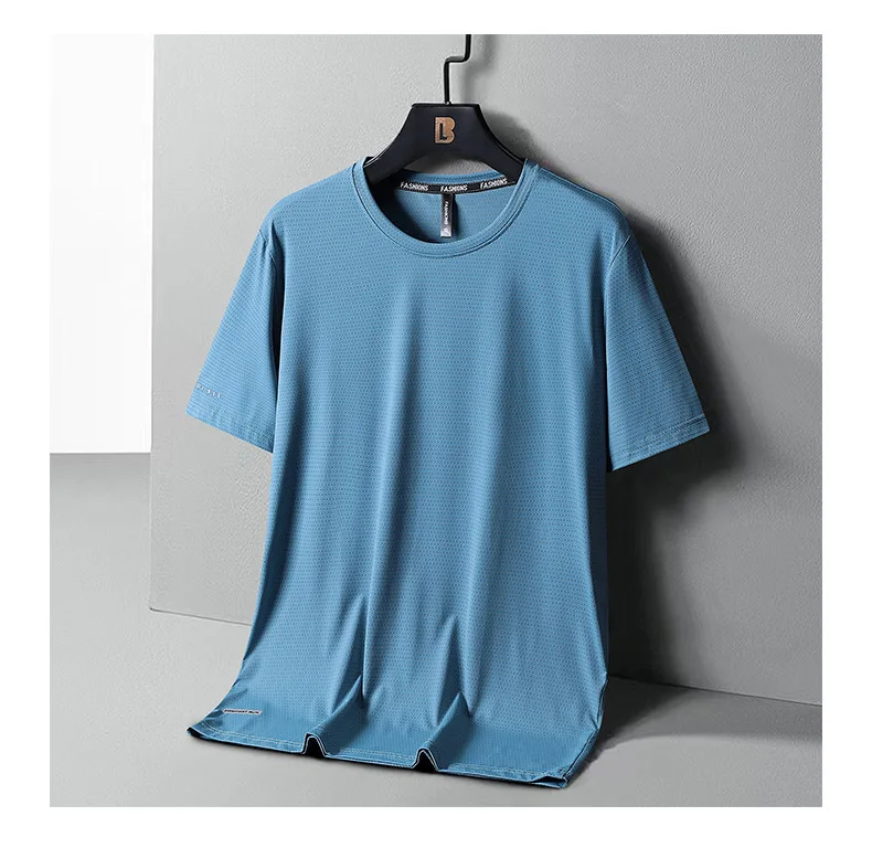 High-Quality Ice Silk T-Shirts Men Plus Size 8XL Male Tshirt Fat Man Tee Shirt Breathable Wearing Tee Tops Running Fast Shipping