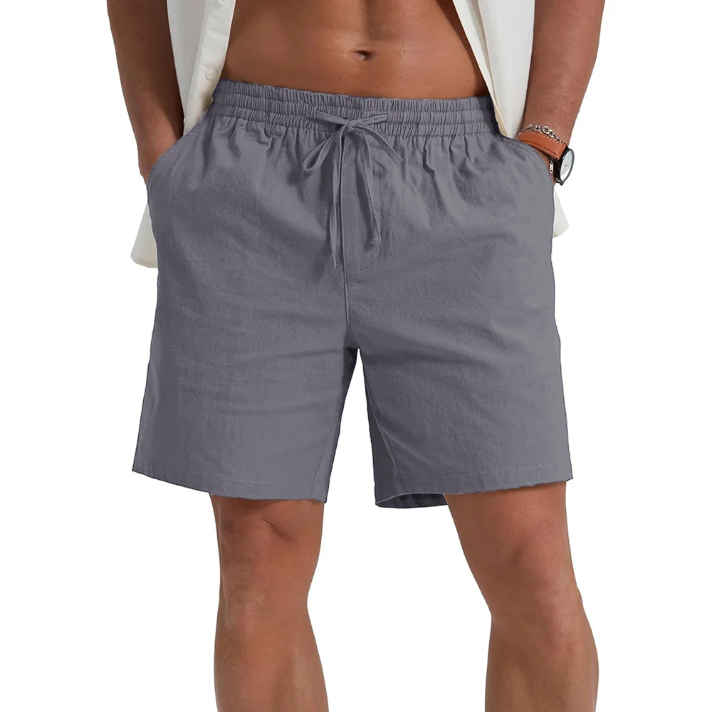 Summer New Men's Shorts Lightweight Breathable Casual Short Pants Cotton Linen Simple Style Daily Sweatpants Short Trousers