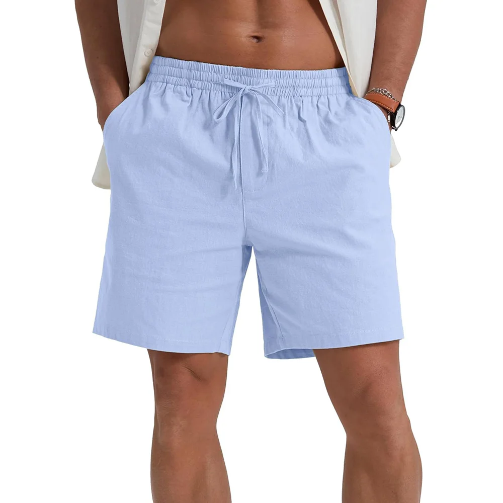Summer New Men's Shorts Lightweight Breathable Casual Short Pants Cotton Linen Simple Style Daily Sweatpants Short Trousers