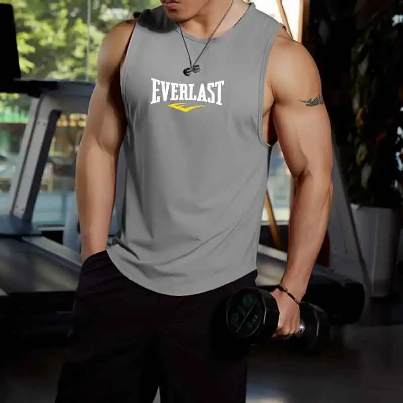 Summer Breathable Mesh Men's Vest Round Neck Sports Running Man Top Gym Daily Fashion Sleeveless Casual Tee Shirt 2026