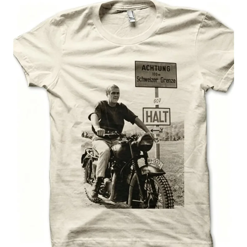 Retro Classic Motorcycle Printed T-shirt From 'The Great Escape' Summer New Item Suitable for Both Men and Women, Casual T-shirt
