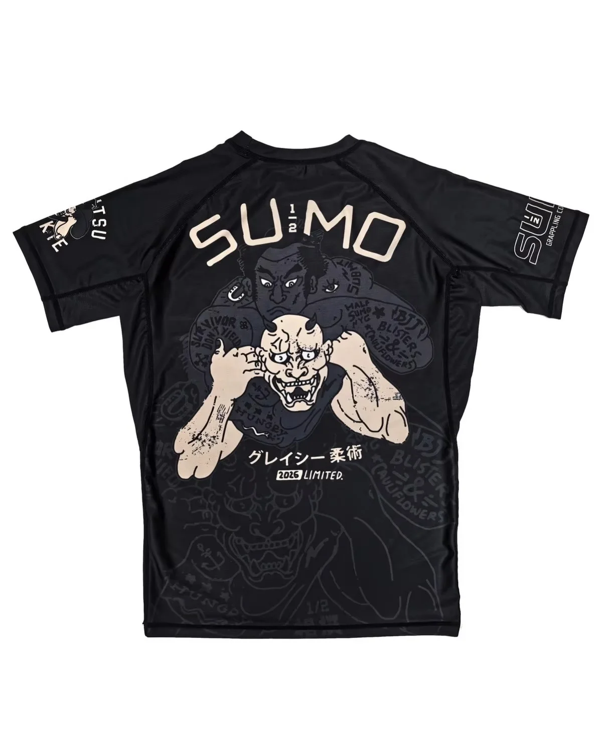 2026 Summer Jiu-Jitsu Anti-Abrasion T-Shirt, Y2K Print Training Quick-Drying Tight-Fitting Short-Sleeve Men's Street Style Top