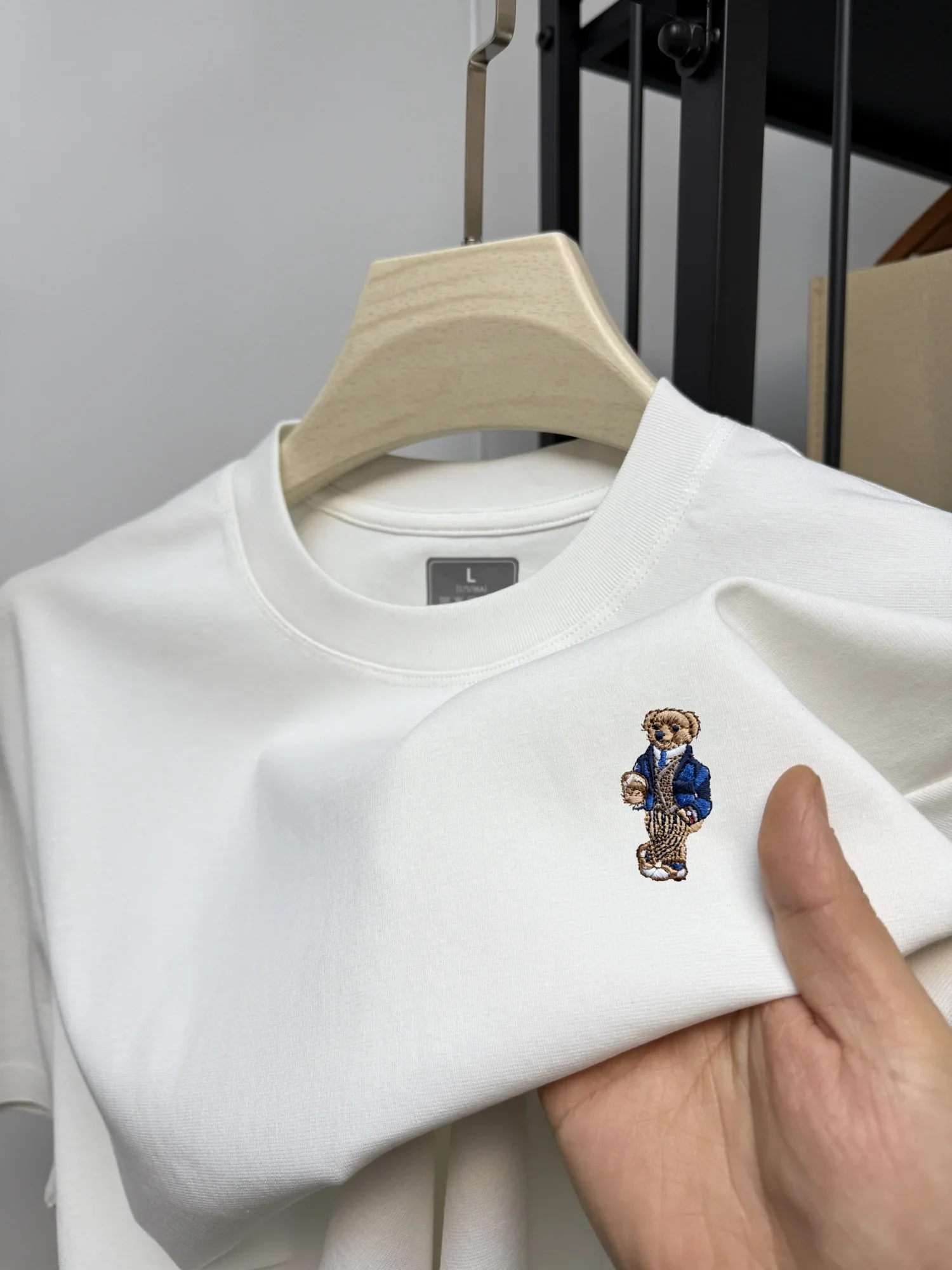 2026 New high-end brand men's printed T-shirt summer fashion masterpiece Teddy bear  cotton Korean-style casual top
