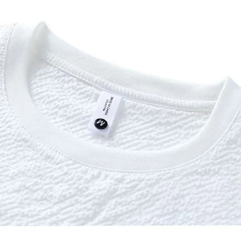 Summer Textured Seersucker Tee For Men Slim Fit Round Neck Short Sleeve Shirt Lightweight Breathable Top Mens Summer T Shirt