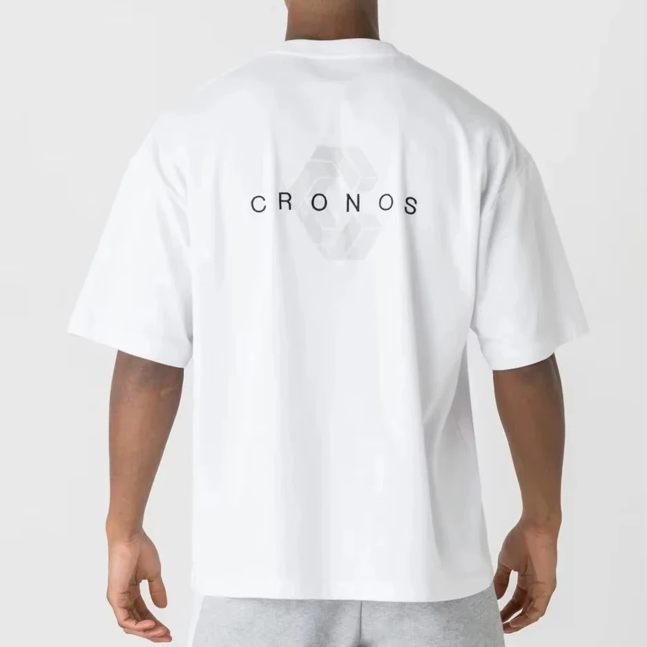 2026 CRONOS Minimalist T-Shirt, Letter Logo Print, Oversized Heavy Cotton Streetwear For Men Women Casual Summer Short Sleeve