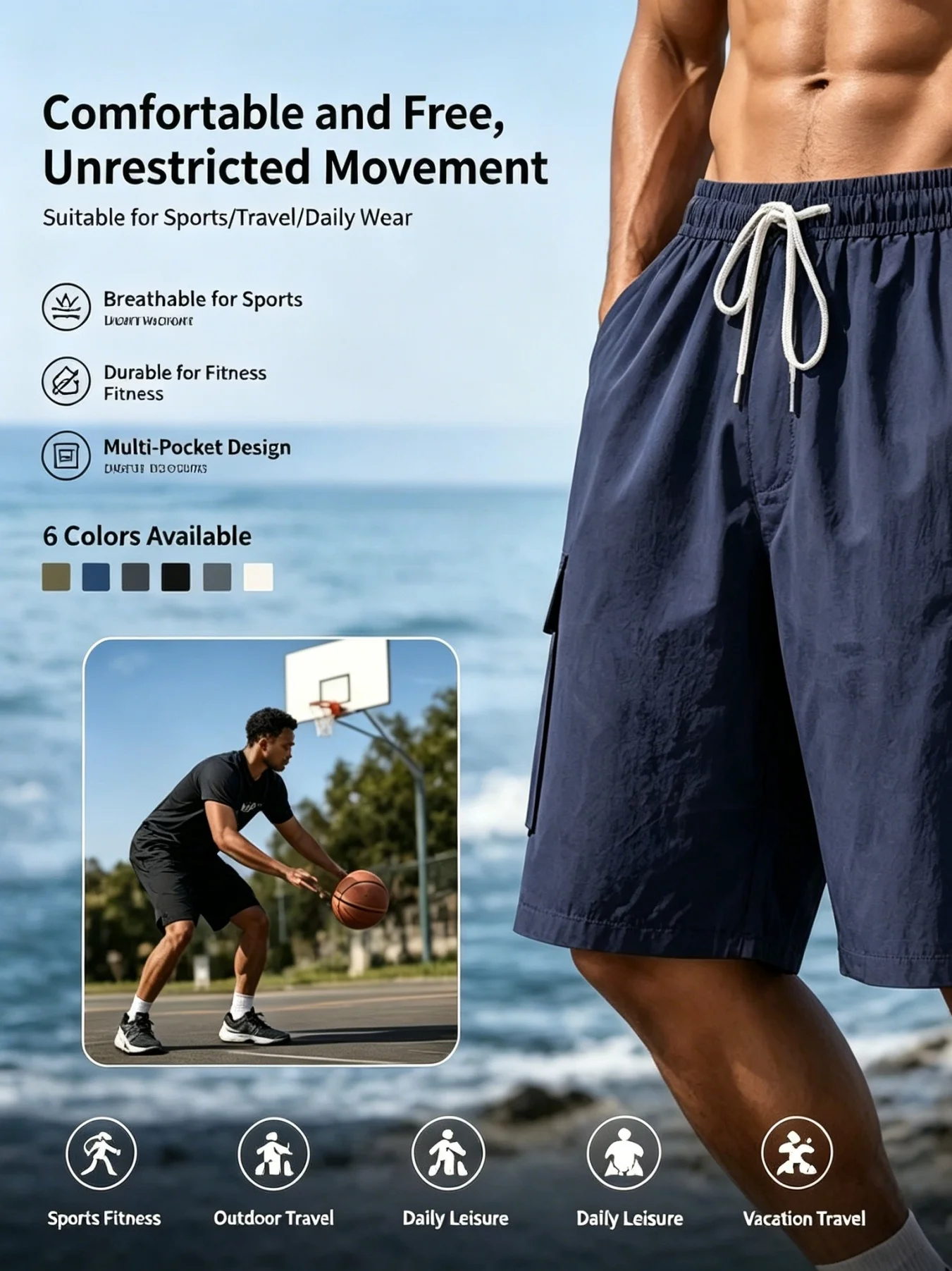 Summer New Linen Breathable Cotton-Feeling Drawstring Elastic Waist Solid Color Simple Leisure All-Match Men's Work Pants