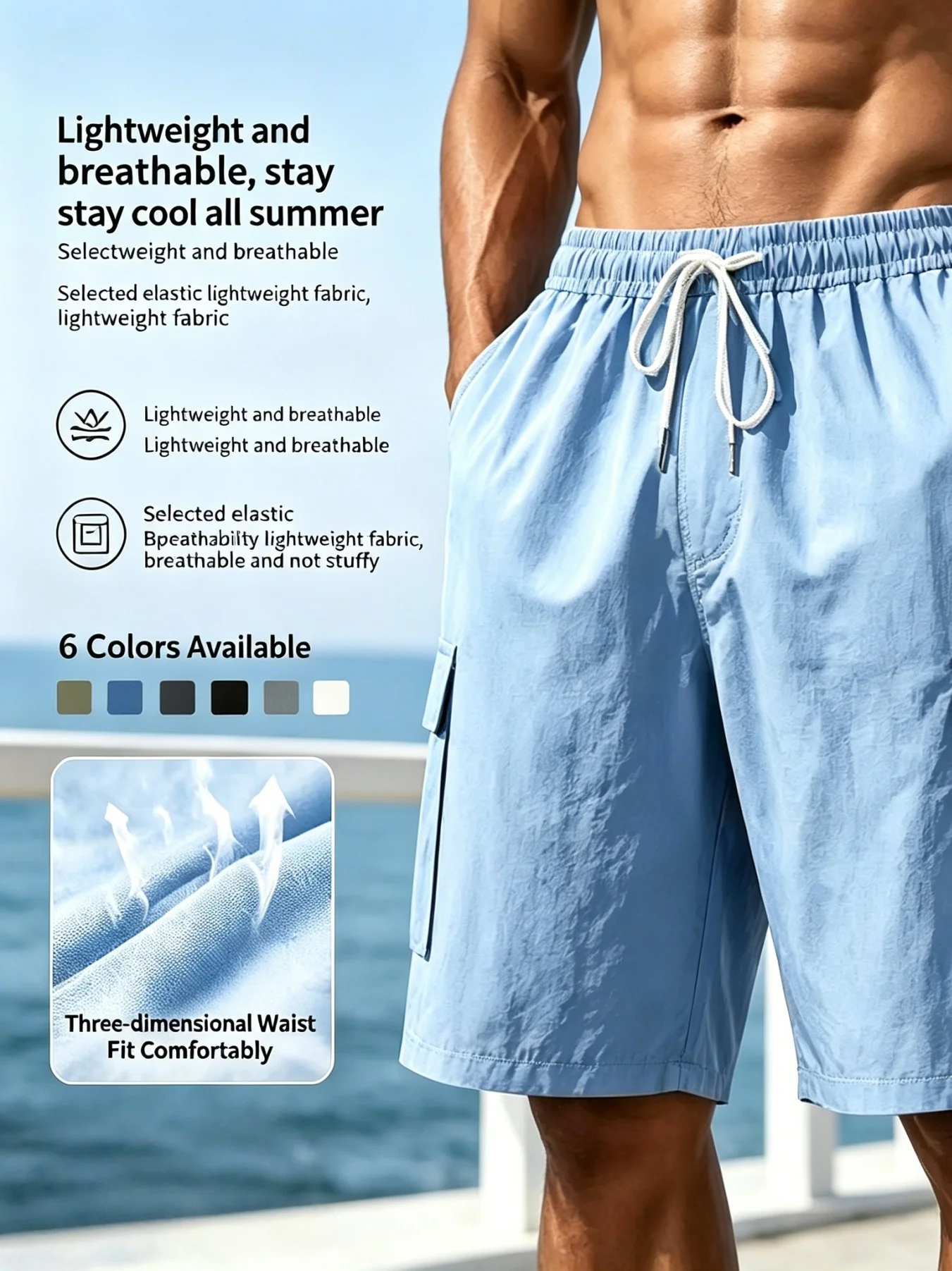 Summer New Linen Breathable Cotton-Feeling Drawstring Elastic Waist Solid Color Simple Leisure All-Match Men's Work Pants