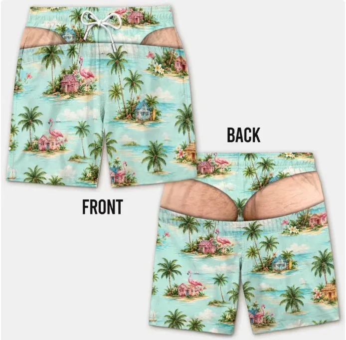 Funny Loose Beach Pants Vacation Casual 2026 Summer New Men 3d Print Vacation Beach Shorts Travel Gift for Men Surf Board Shorts