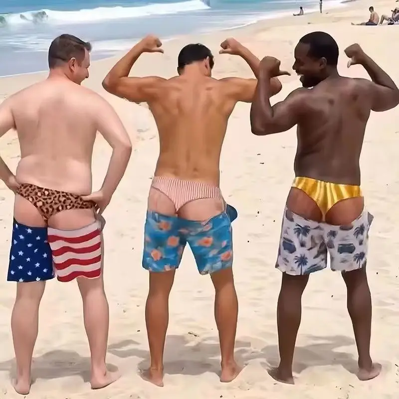 Funny Loose Beach Pants Vacation Casual 2026 Summer New Men 3d Print Vacation Beach Shorts Travel Gift for Men Surf Board Shorts