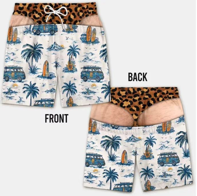 Funny Loose Beach Pants Vacation Casual 2026 Summer New Men 3d Print Vacation Beach Shorts Travel Gift for Men Surf Board Shorts