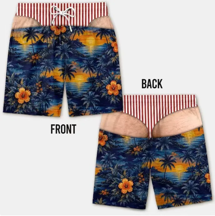 Funny Loose Beach Pants Vacation Casual 2026 Summer New Men 3d Print Vacation Beach Shorts Travel Gift for Men Surf Board Shorts
