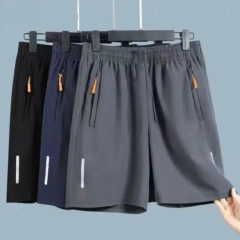 Summer men's shorts ice silk running gym sports shorts quick drying breathable beach shorts fitness slow running cool casual spo