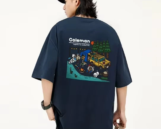 Men's Vintage T-Shirt for Outdoor Camping Fun Print Pure Cotton Loose-Fitting Short Sleeve Summer Shirt for Men and Women