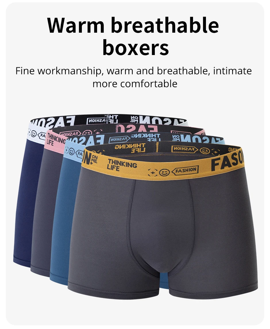 4/10 Pack Men's And Teenagers' Simple And Fashionable Boyshort Casual Joker Elastic Waist Shorts Multi-size Mixed Color Underwea