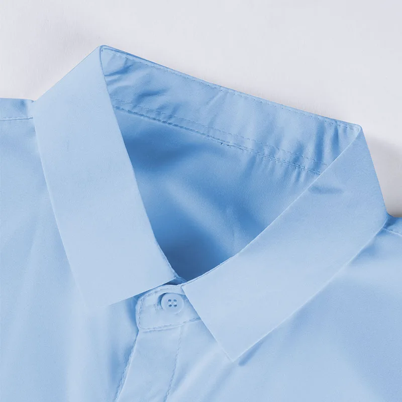 New Men's Business Casual Solid Color Short Sleeved Shirt for Summer Fashion No Ironing Comfortable and Versatile Top