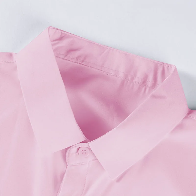 New Men's Business Casual Solid Color Short Sleeved Shirt for Summer Fashion No Ironing Comfortable and Versatile Top