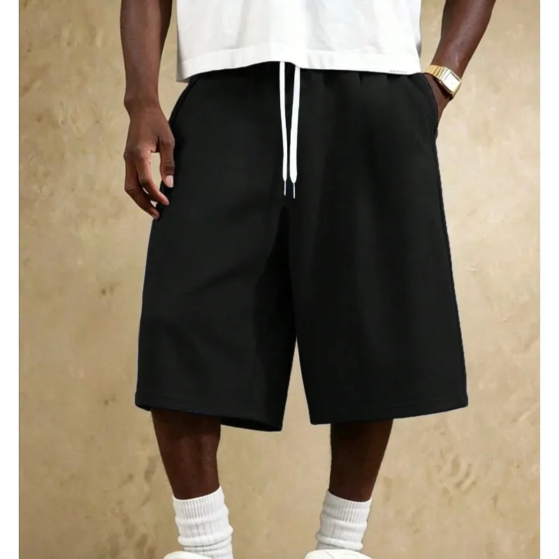 American High Street Men's Loose Wide Leg Pants, Casual Sports Summer Trend Brand Straight Leg Casual Shorts