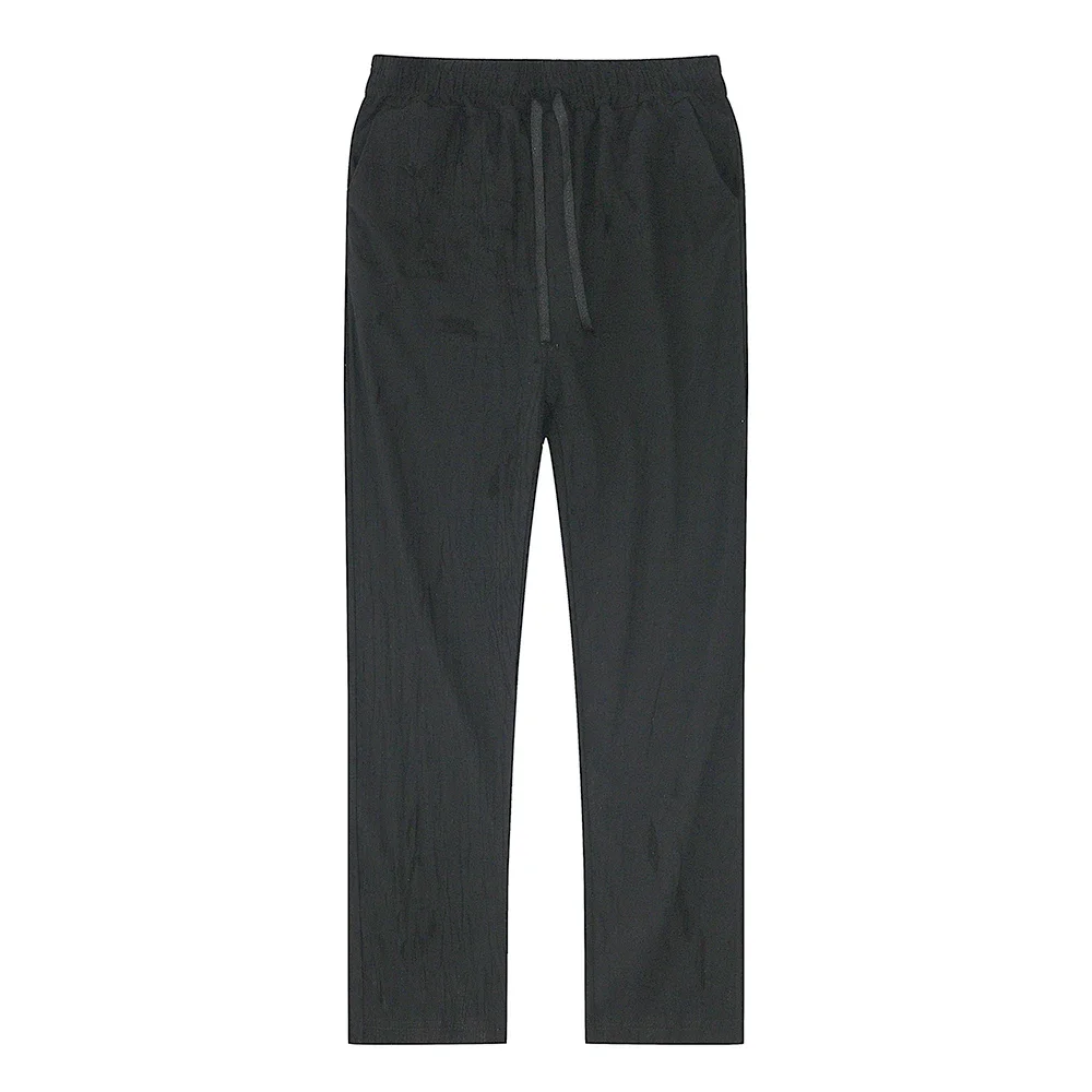 2025 Men's Stand Pocket Casual Linen Pants Solid White Gray Trouser Plus Size 3xl Mens Elegant Fashion Sweatpants Men Streetwear