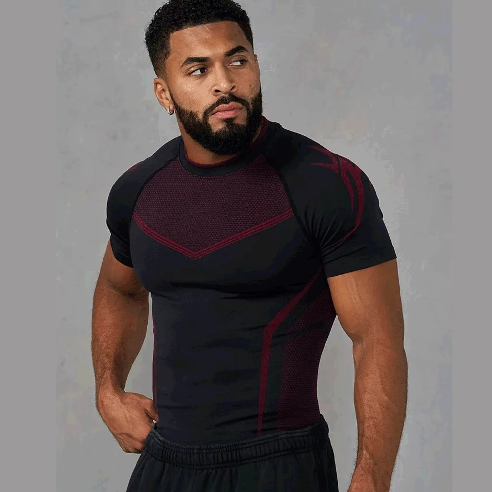 Men's Compression Long Sleeve Shirt Superhero Bat Print Workout Tops Breathable Quick Dry Athletic Base Layer for Gym Running Tr
