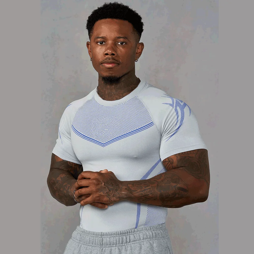 Men's Compression Long Sleeve Shirt Superhero Bat Print Workout Tops Breathable Quick Dry Athletic Base Layer for Gym Running Tr