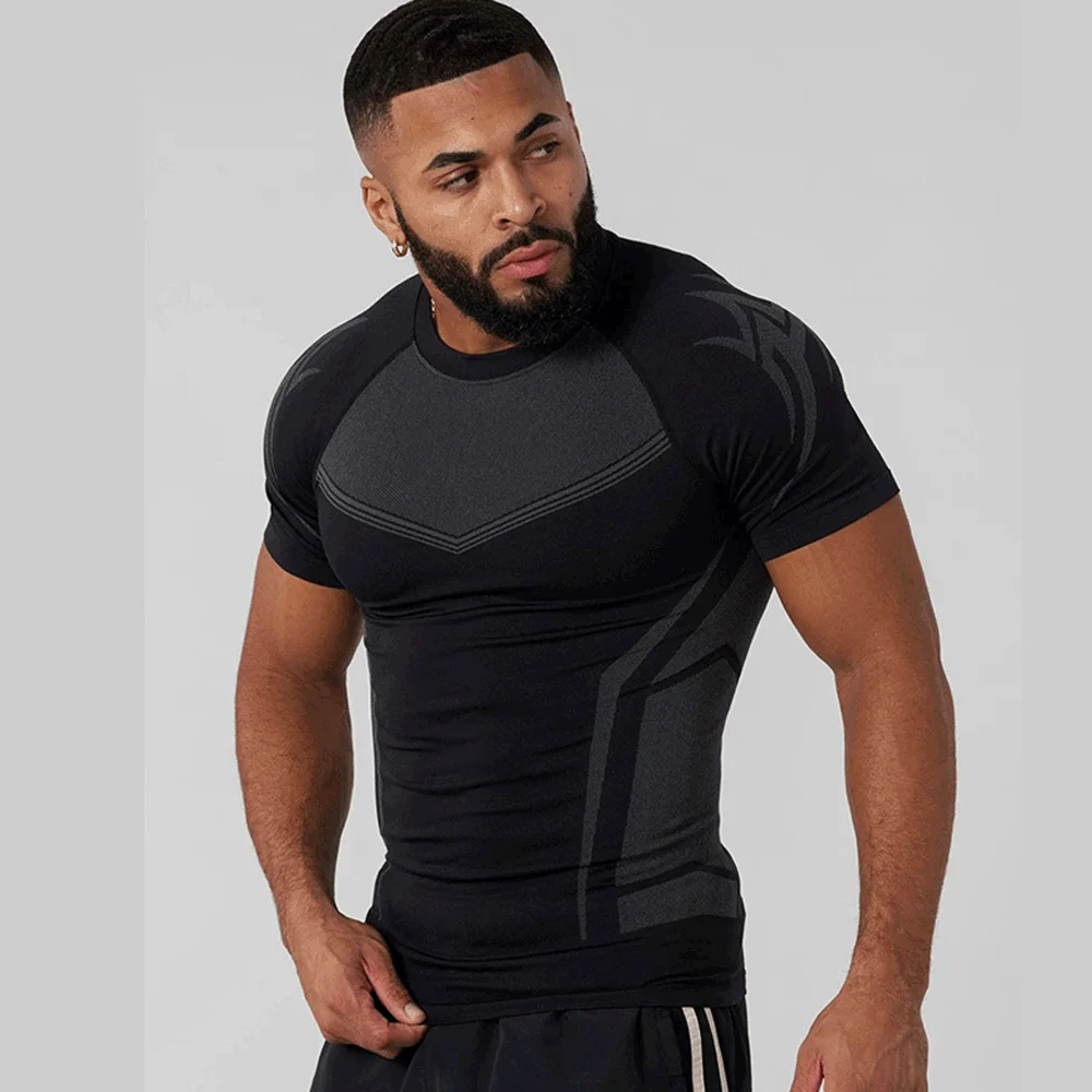 Men's Compression Long Sleeve Shirt Superhero Bat Print Workout Tops Breathable Quick Dry Athletic Base Layer for Gym Running Tr