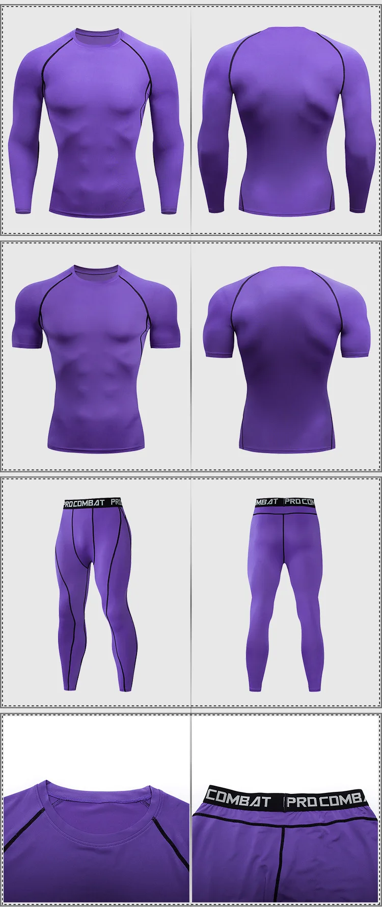Men's 2/3pcs sets Boxing suit rashguard male kit MMA compression clothing men long-sleeved t-shirt+leggings tracksuit Sport Suit
