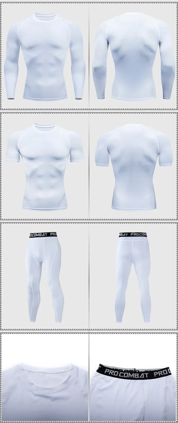 Men's 2/3pcs sets Boxing suit rashguard male kit MMA compression clothing men long-sleeved t-shirt+leggings tracksuit Sport Suit